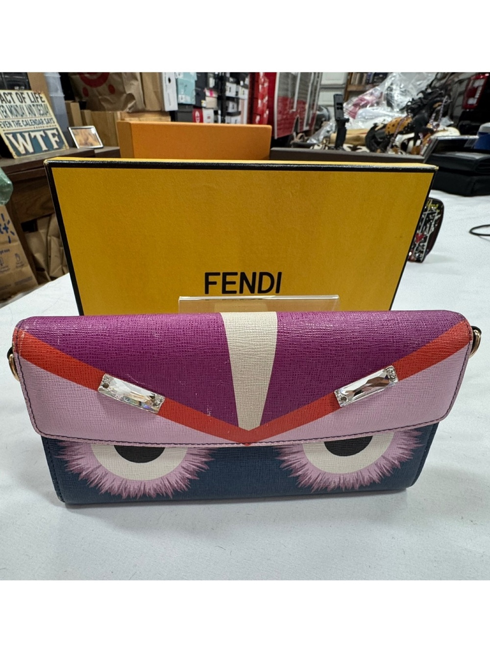 Fendi Pink & Purple Leather Monster Wallet with Box - Picture 1 of 11